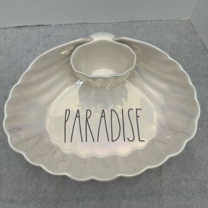 Rae Dunn Paradise Iridescent White Shrimp and Dip Serving Bowl